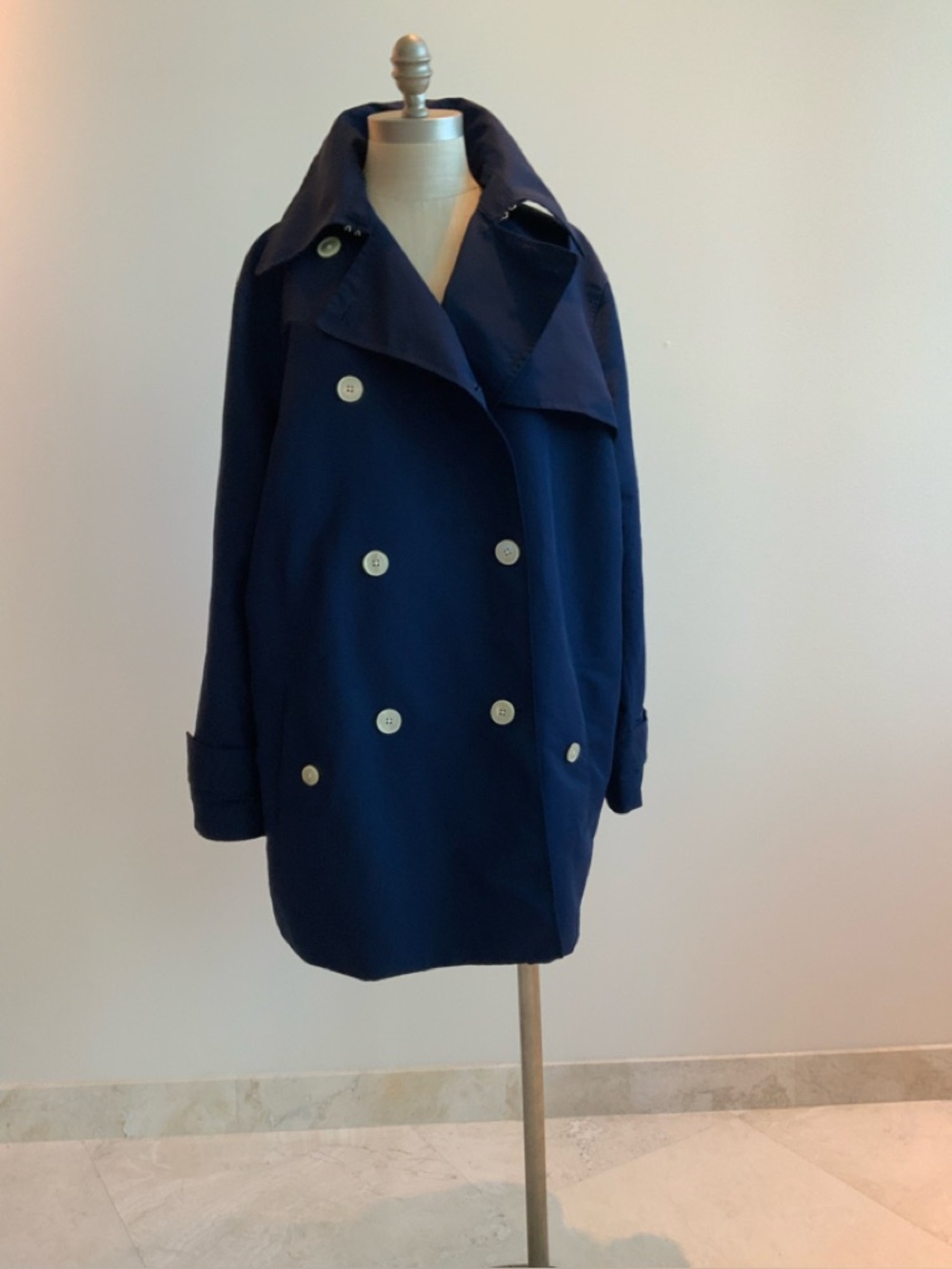 Lauren Ralph Lauren Navy Double-Breasted Rain Coat Size 2X